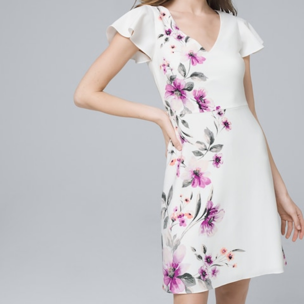 White house black market floral A line dress NWOT